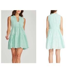 BB Dakota by Steve Madden Green Eyelet Fit & Flare Mini Dress